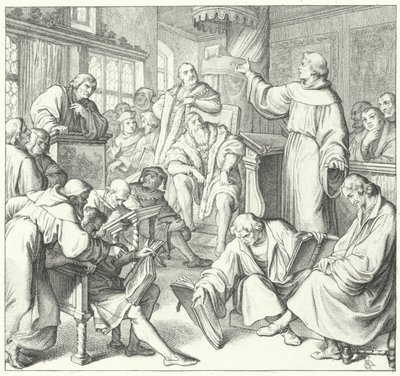 Die Leipziger Debatte, Andreas Karlstadt, Johann Eck und Martin Luther, 1519 von Gustav Ferdinand Leopold Konig