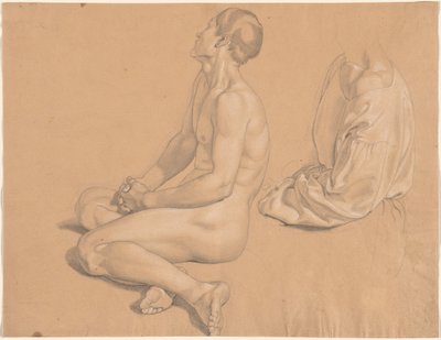 Ein sitzender Mann nackt und dann bekleidet von Gustav Heinrich Naeke