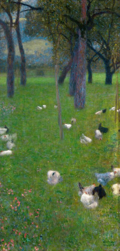 Nach dem Regen Garten mit Hühnern in St. Agatha, 1898 von Gustav Klimt