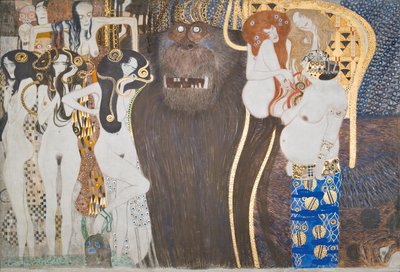 Beethovenfries: Die feindlichen Gewalten - Tafel 1, Stirnwand von Gustav Klimt