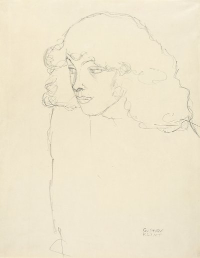 Halbporträt eines Mädchens im Dreiviertelprofil, 1913 von Gustav Klimt
