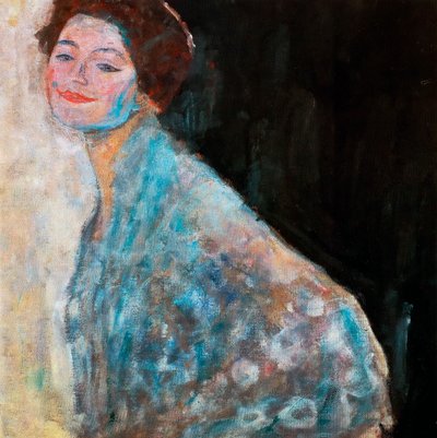 Porträt einer Dame in Weiß (unvollendet), 1917 von Gustav Klimt
