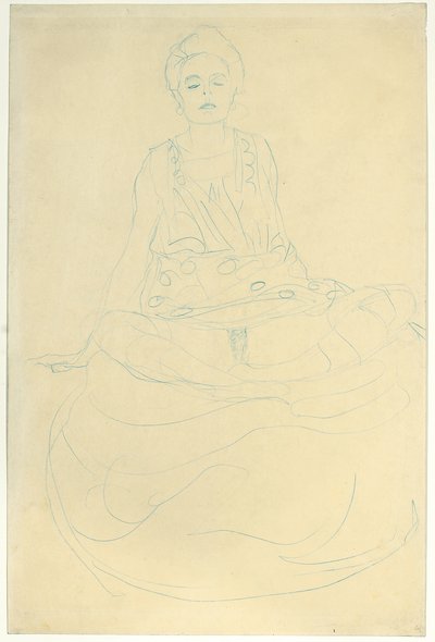 Sitzender Halbakt von vorne, ca. 1907 von Gustav Klimt