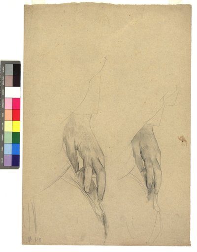 Zwei Handstudien, Finger ans Ohr gelegt von Gustav Klimt