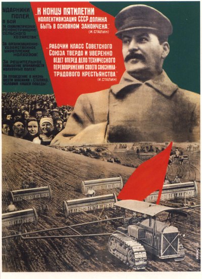 Bis zum Ende eines Fünfjahresplans sollte die Kollektivierung abgeschlossen sein Poster, 1932 von Gustav Klutsis