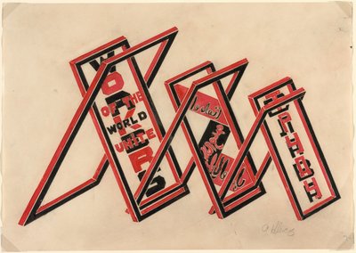 Propagandastand (Arbeiter der Welt, vereinigt euch) von Gustav Klutsis