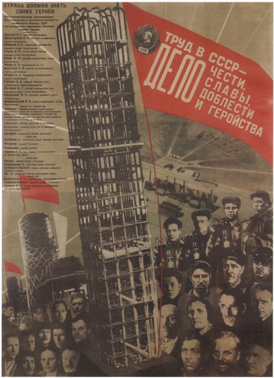 Arbeit in der UdSSR ist eine Frage der Ehre, des Ruhms, des Opfers und des Heldentums, 1931 von Gustav Klutsis