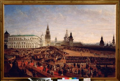 Militärparade bei der Krönung von Kaiser Alexander II. im Kreml von Moskau, 18. Februar 1855 von Gustav Schwarz