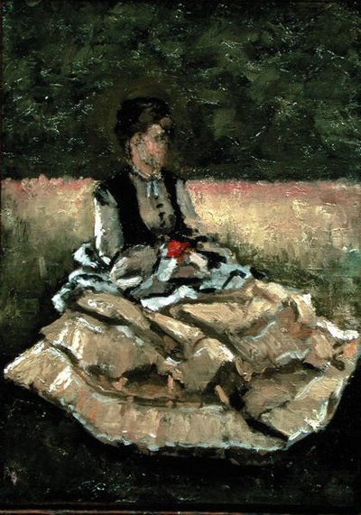 Frau sitzt auf dem Rasen von Gustave Caillebotte