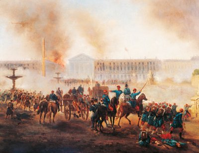 Schlacht auf der Place de la Concorde in Paris, während der letzten Tage der Kommune von Gustave Clarence Rodolphe Boulanger