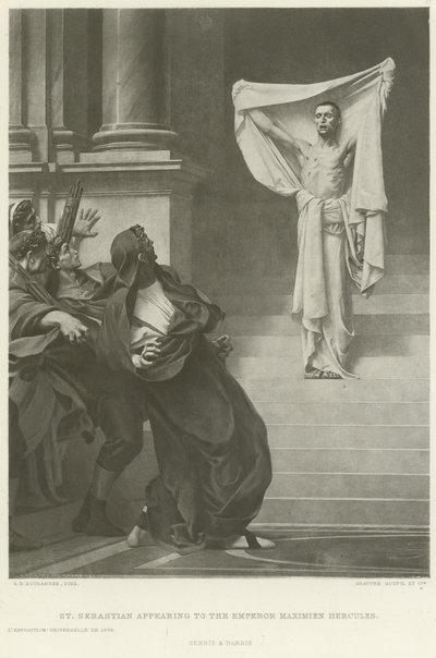Der heilige Sebastian erscheint Kaiser Maximianus Hercules (Gravur) von Gustave Clarence Rodolphe Boulanger