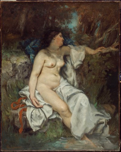 Badende, die an einem Bach schläft von Gustave Courbet