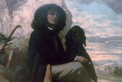 Courbet mit seinem schwarzen Hund, 1842 von Gustave Courbet