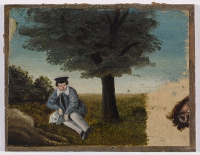 Selbstporträt von Gustave Courbet im Alter von vierzehn Jahren; Fragment eines bärtigen Kopfes von Gustave Courbet