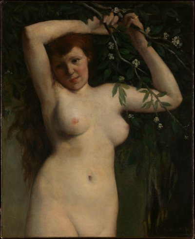 Akt mit blühendem Zweig von Gustave Courbet