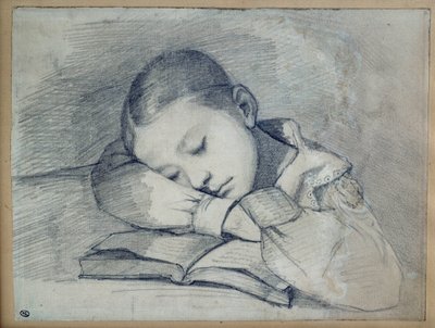 Porträt von Juliette Courbet schlafend. Zeichnung mit Bleistift von Gustave Courbet (1819-1877). 1841. Dim. 0,20 x 0,26. Paris, Musee d