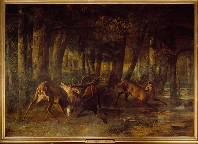 Frühlingsbrunst, Hirschkampf von Gustave Courbet