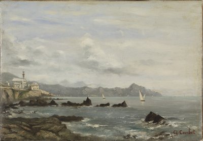 Blick auf die Kirche von Boccadasse in Genua und das Kap von Portofino von Gustave Courbet