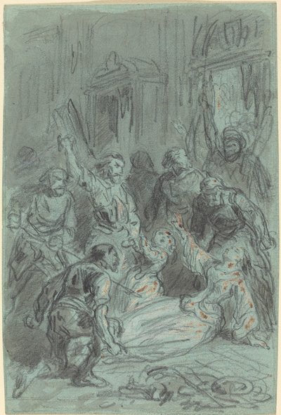 Eine dramatische Szene mit einer ohnmächtigen Frau von Gustave Dore