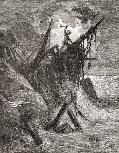 Nach einem Originalwerk von Gustave Doré für das Buch „Die Arbeiter des Meeres“ von Victor Hugo. Aus „Leben und Erinnerungen von Gustave Doré“, veröffentlicht 1885. von Gustave Dore