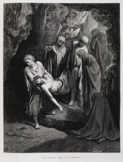 Christus wird ins Grab gelegt, Illustration aus der Dore-Bibel von Gustave Dore