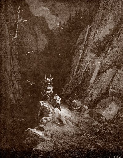 Don Quijote und Sancho Panza im Herzen der Sierra Morena (Gravur von Gustave Doré für „Der sinnreiche Junker Don Quijote von der Mancha“ von Miguel de Cervantes 1863) von Gustave Dore