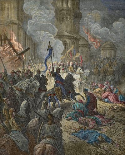 Einzug der Kreuzfahrer in Konstantinopel im Jahr 1204, Illustration aus 