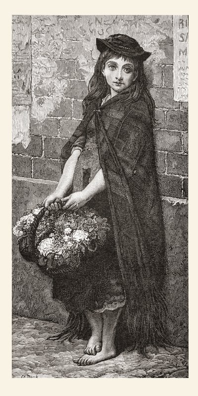 Blumenmädchen nach einem Werk von Gustave Dore. Aus Leben und Erinnerungen von Gustave Dore, veröffentlicht 1885. von Gustave Dore