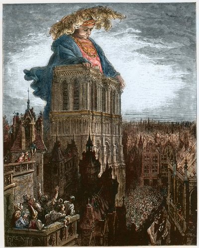 Gargantua auf den Türmen von Notre-Dame in Paris - Illustration aus 