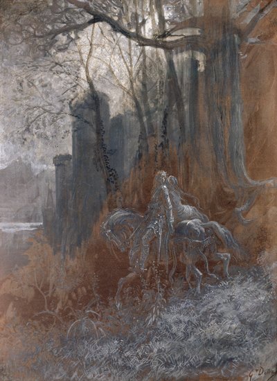 Geraint und Enid reiten davon, 1868 von Gustave Dore