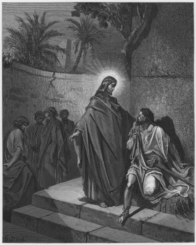 Gustave Doré Bibel: Jesus heilt den Gelähmten von Gustave Dore