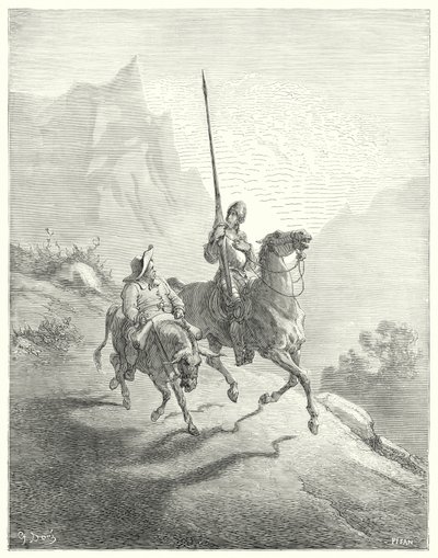 Gustave Dorés Don Quixote: "Es war noch früh am Morgen, zu welcher Zeit die Sonnenstrahlen nicht so störend waren" von Gustave Dore