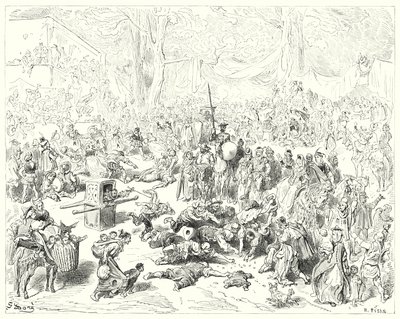 Don Quijote: "Der arme Sancho folgte seinem Herrn mit schwerem Herzen" (Gravur) von Gustave Dore