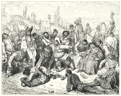 Gustave Dorés Don Quixote: "Sancho Panza allein war verärgert, ärgerte sich zu Tode und tobte wie ein Verrückter" von Gustave Dore