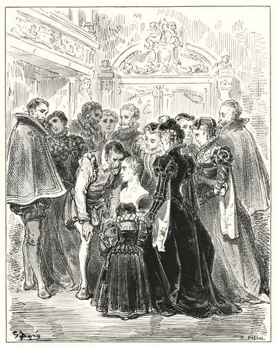 Don Quijote: "Sag mir, du Orakel", sagte er, "war das, was ich von meinen Abenteuern in der Höhle von Montesinos berichtete, ein Traum oder Wirklichkeit?" (Gravur) von Gustave Dore