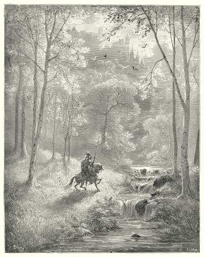 Gustave Dorés Don Quixote: "Der Himmel erscheint ihm durchsichtiger, und die Sonne scheint mit verdoppelter Helligkeit" von Gustave Dore