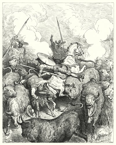 Gustave Dorés Don Quixote: "Sie trampelten sie gnadenlos nieder" von Gustave Dore