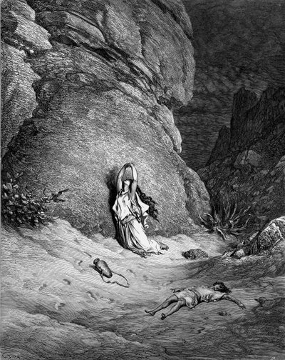 Hagar und Ismael, Gravur von Doré von Gustave Dore