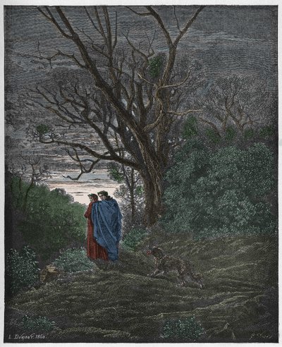 Inferno, Gesang 1: Der Wolf erscheint, Illustration aus "Die Göttliche Komödie" von Dante Alighieri, 1885 von Gustave Dore