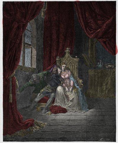 Inferno, Gesang 5: Paolo und Francesca, Illustration aus "Die Göttliche Komödie" von Dante Alighieri, 1885 von Gustave Dore