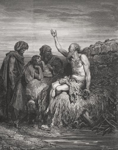 Hiob und seine Freunde, Hiob 6:1-4, Illustration aus Dore
