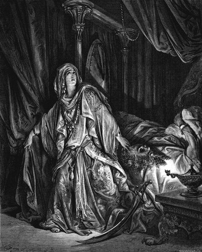 Judith kurz davor, Holofernes den Kopf abzuschlagen von Gustave Dore