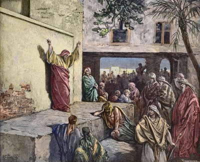 Micha der Moreshite predigt den Israeliten, Gravur von Gustave Doré - Gravur aus 