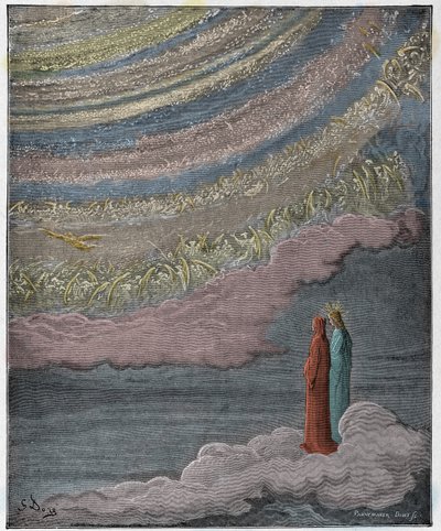 Paradiso, Gesang 28: Die funkelnde Schar des Himmels, Illustration aus "Die Göttliche Komödie" von Dante Alighieri, 1885 von Gustave Dore