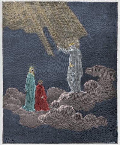 Paradiso, Gesang 8: Karl Martell spricht zu Dante und Beatrice, Illustration aus "Die Göttliche Komödie" von Dante Alighieri, 1885 von Gustave Dore