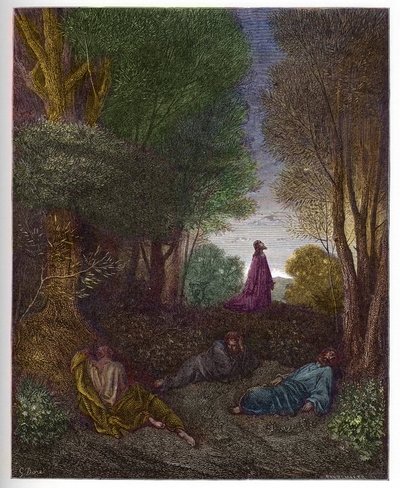 Gebet Jesu im Garten Gethsemane - Gravur in „Die illustrierte Bibel“ von Gustave Doré (1832-1883) - Gravur aus „Die Doré-Bibel“ von Gustave Dore