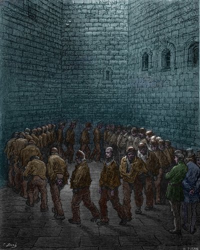 Gefangene machen ihre Runden im Hof des Westgate-Gefängnisses in London, von Gustave Doré von Gustave Dore