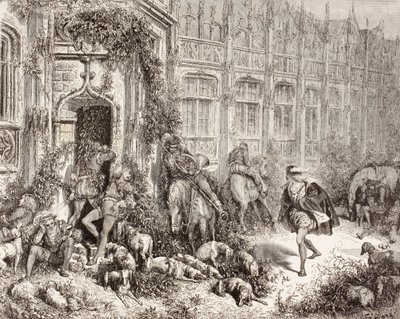 Szene aus Dornröschen von Charles Perrault. Aus El Mundo Ilustrado, veröffentlicht in Barcelona, ca. 1880. von Gustave Dore