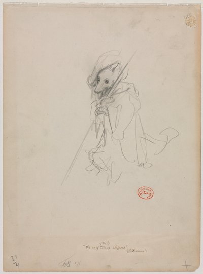 Skizze für Der Wolf wurde zum Hirten, ca. 1868 von Gustave Dore