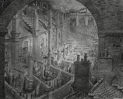Slums von London, Gravur von Gustave Doré von Gustave Dore